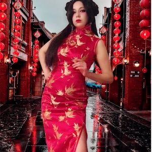 Vintage authentic Chinese red dress